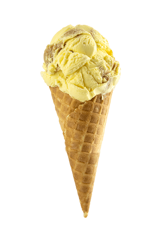 Sweet Lou's Banana Cream Pie - Shaw's Ice Cream in a waffle cone