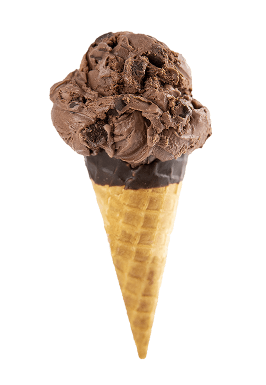 Sweet Lou's Chocolate Brownie - Shaw's Ice Cream in a waffle cone