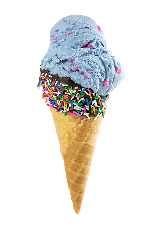 Sweet Lou's Double Bubble Gum - Shaw's Ice Cream in a waffle cone