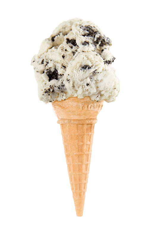 Sweet Lou's Cookies and Cream - Shaw's Ice Cream in a waffle cone