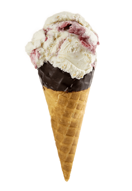 Sweet Lou's Cherry Cheesecake - Shaw's Ice Cream in a waffle cone