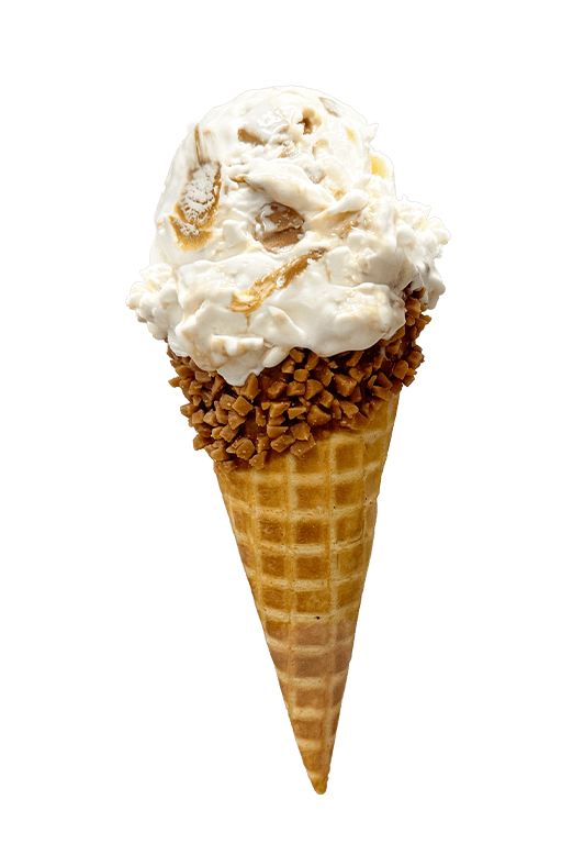 Sweet Lou's Sea Salt Caramel - Shaw's Ice Cream in a waffle cone