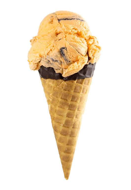 Sweet Lou's Tiger Stripe - Shaw's Ice Cream in a waffle cone